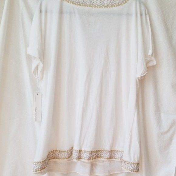 Calvin Klein Grecian like V Neck white top - Picture 3 of 5